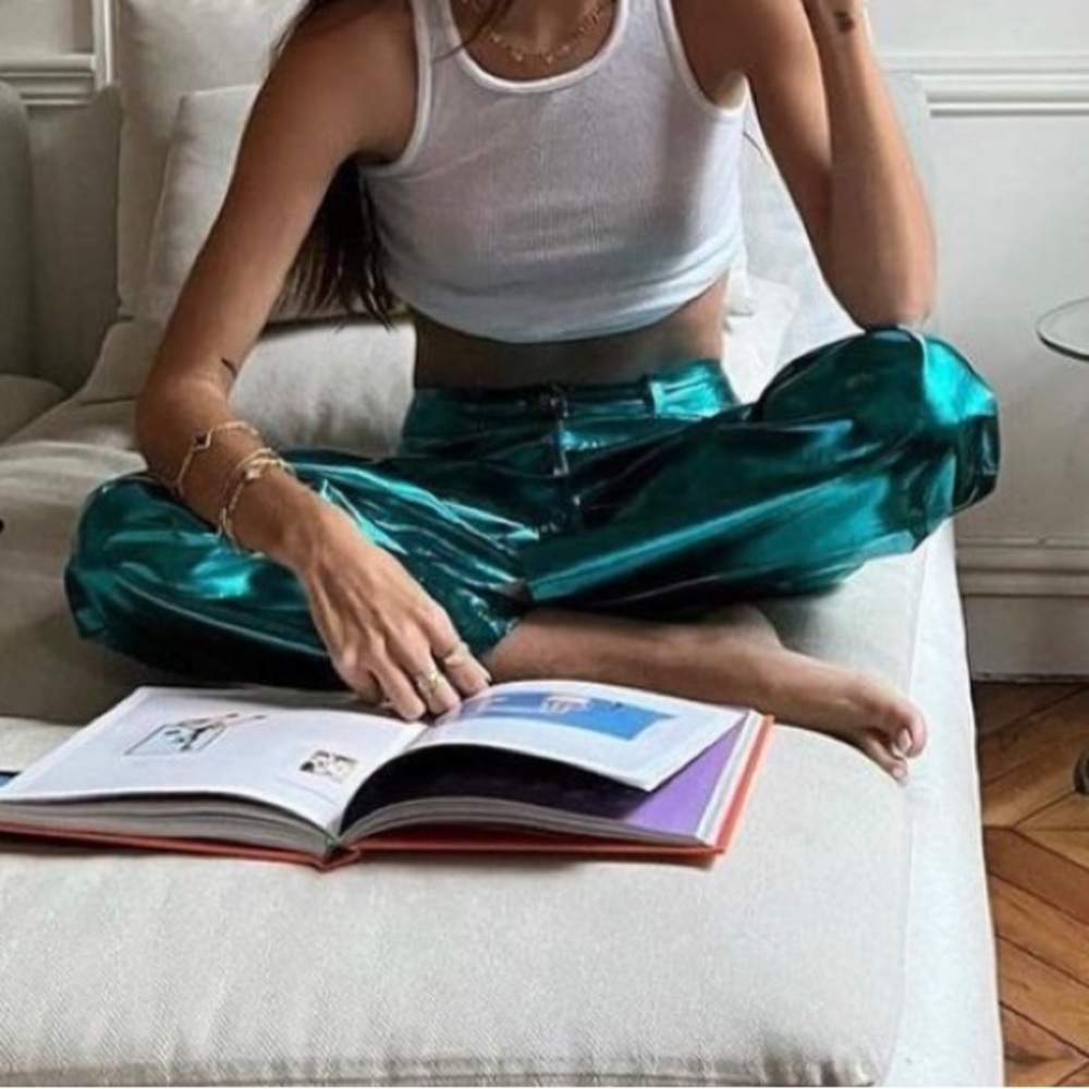 Amy Lynn Blue Metallic Lupe Pants - Picture 11 of 16